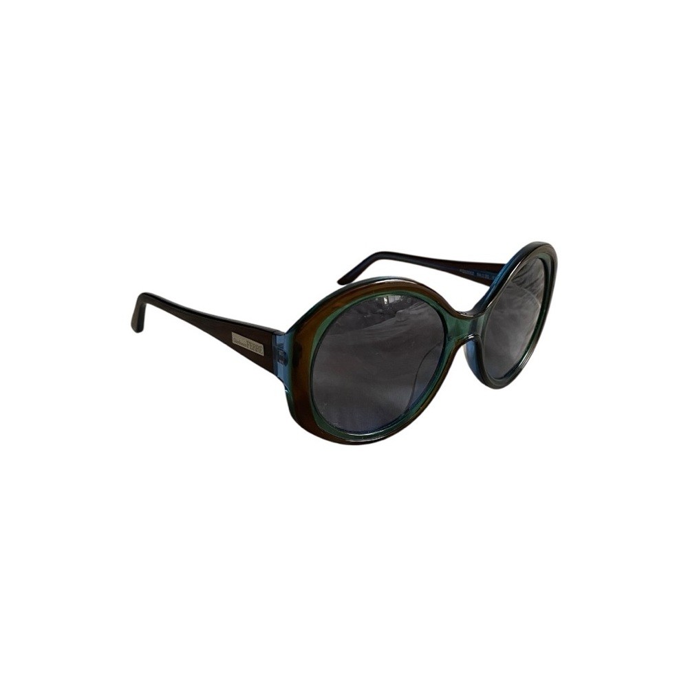 Vintage Gianfranco Ferre Aqua Brown Round Acetate Sunglasses
